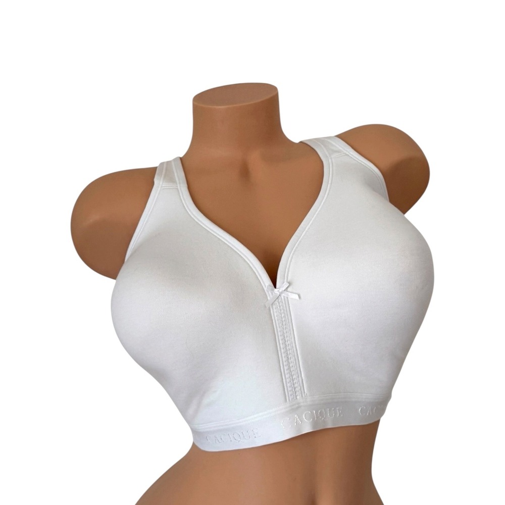 Cacique Women's Size 44DD Lightly Lined No Wire Full Coverage Bra Cotton White